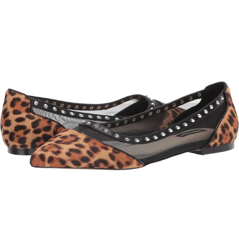 Nine West Bizziep2 Leopard/Cheetah & Black Pointy Toe Flat - Only wore once!